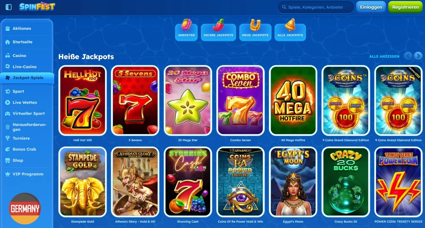 SpinFest Casino jackpot